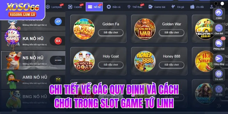 Chi tiết về các quy định và cách chơi trong slot game Tứ Linh