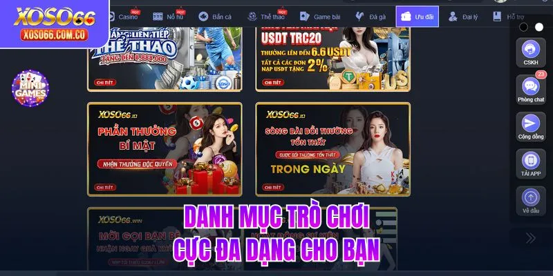 Danh mục trò chơi cực đa dạng cho bạn