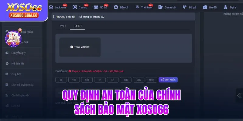 Quy định an toàn của chính sách bảo mật XOSO66