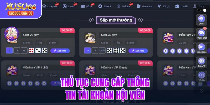Thủ tục cung cấp thông tin tài khoản hội viên