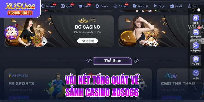 Vài nét tổng quát về sảnh casino XOSO66